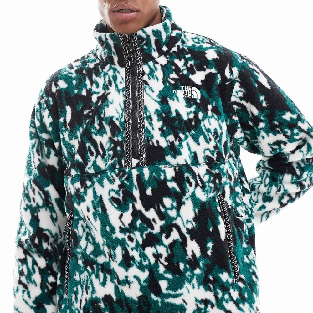 NWT The North Face Fleeski Zip Pullover Deep Nori Trail Print - Picture 2 of 7